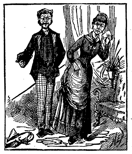 A woman cries while a man looks on.