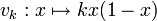v_k : x\mapsto kx(1-x)