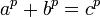 a ^ p + b = c ^ p ^ p \,
