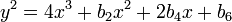 y ^ 2 = 4x ^ 3 + b_2 x ^ 2 + x + 2b_4 b_6 \