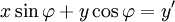 Y \ cos x \ sin \ varphi + \ phi = y '\,