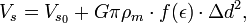 V_S = V_ {s_ {0}} + G \ pi \ rho_m \ cdot f (\ epsilon) \ cdot \ Delta d ^ 2,