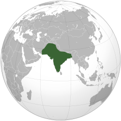 Ortográfico proyección de mapa del Imperio Mughal