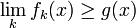 \ Lim_k f_k (x) \ geq g (x)