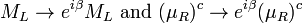 M_L \ rightarrow e ^ {i \ beta} M_L \ text {} y (\ mu_R) ^ c \ rightarrow e ^ {i \ beta} (\ mu_R) ^ c