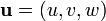 {\ Negrita u} = (u, v, w)