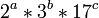 2 ^ a * b * ^ 3 ^ 17 c