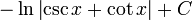 - \ En \ left | \ csc + x \ lit x \ right | + C