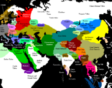 Carte de l'Eurasie montrant les différents états