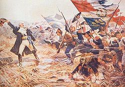 La peinture de couleur montrant armée française à Varoux