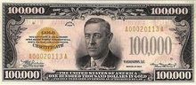 $ 100 000 billet d'un dollar.