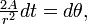 \ Frac {} {2A r ^ 2} dt = d \ theta,