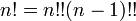 n! = n !! (n-1) !! \,