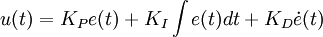 u (t) = k_p e (t) + K_i \ int e (t) dt + K_D \ dot {e} (t)