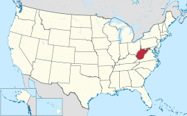 Carte des Etats-Unis avec la Virginie occidentale a souligné