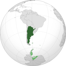 Argentine représenté en vert foncé, avec des revendications territoriales représentées en vert clair.
