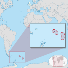 Localisation de la Géorgie du Sud et les îles Sandwich du Sud dans le sud de l'océan Atlantique.