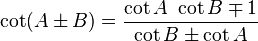 \ Lit bébé (A \ h B) = \ frac {\ lit A \ \ lit B \ mp 1} {\ lit B \ h \ lit A}