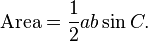 \ Mbox {zone} = \ frac {1} {2} un b \ péché C.