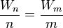 \ Frac {} {W_n n} = \ frac {} {W_m m}
