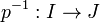 ! \ \, P ^ {- 1}: Je \ rightarrow J