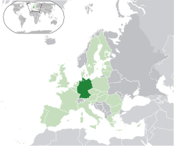 Lieu d'Allemagne (vert foncé) - en Europe (vert et gris foncé) - dans l'Union européenne (vert) - [Légende]