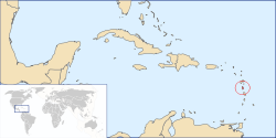 Localisation de la Dominique dans les Petites Antilles des Caraïbes.