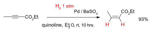 Isocrotonate d'éthyle synthèse par le 2-butynoate hydrogénation