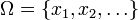 \ Omega = \ \ left {x_1, x_2, \ dots \ right \}