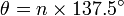 \ Theta = n \ times 137,5 ^ {\ circ}