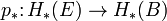 p _ * \ colon H _ * (E) \ H _ * (B)