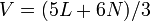 V = (5 + 6 L N) / 3