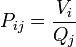 P_ {ij} = \ frac {V_ {i}} {{Q_ j}}