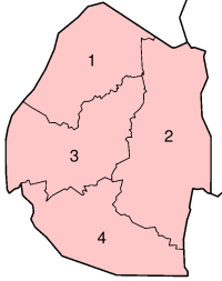 Une carte cliquable du Swaziland présentant ses quatre districts.