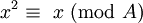 \! \ X ^ 2 \ equiv \ x \ (\ mbox {modificação} \ A)