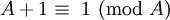 A + 1 \ equiv \ 1 \ (\ mbox {modificação} \ A)