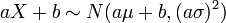 um X + b \ N sim (a \ mu + b, (a \ sigma) ^ 2)