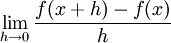 \ Lim_ {h \ a 0} {f (x + h) - f (x) \ {h} sobre}