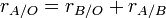r_ {A / S} = r_ {B / O} + {r_ A / B} \, \!