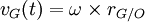 v_G (t) = \ omega \ times r_ {G / O} \, \!