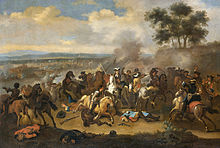 Pintura de uma cena de batalha