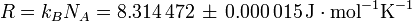 R = 8,314 k_BN_A = \, 472 \, \ pm \, 0,000 \, 015 \, \ mbox {J} \ cdot \ mbox {mol} ^ {- 1} \ mbox {K} ^ {- 1} \,