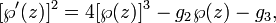 [\ Wp '(z)] ^ 2 = 4 [\ wp (z)] ^ 3-G_2 \ wp (z) -g_3,