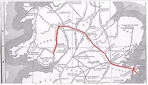 Mapa mostrando Watling Street