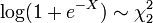 \ Mathrm {} log (1 + e ^ {- X}) \ sim \ chi_2 ^ 2 \,
