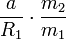 {A \ over r_1} \ cdot {m_2 \ over m_1}