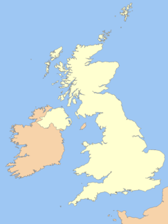 Mapa da Inglaterra e País de Gales com um ponto vermelho que representa a localização dos Mendip Hills, na costa norte da península do sudoeste