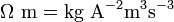 \ Mathrm {\ Omega \ m \ = kg a ^ {- 2} m ^ 3s ^ {- 3}}