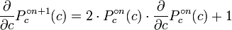 \ Frac {\ partial} {\ partial {c}} {P_c ^ \ circ n + 1} (c) = 2 \ cdot {} {P_c ^ \ circ n} (c) \ cdot \ frac {\ partial} { \ parcial {c}} {P_c ^ \ circ n} (c) + 1