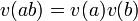 v (ab) = v (a), V (b), \,